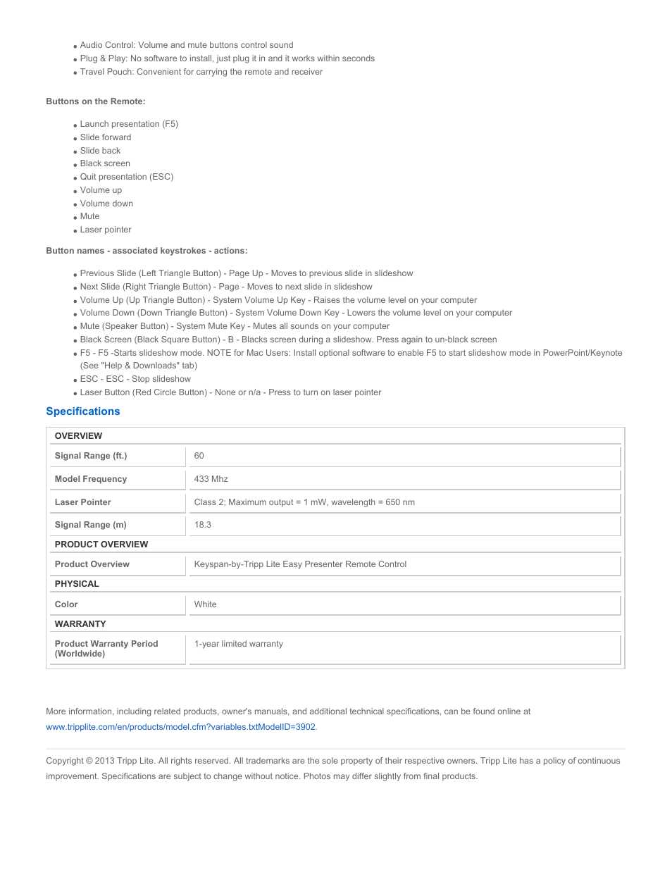 Tripp Lite PR-EZ1 User Manual | Page 2 / 2