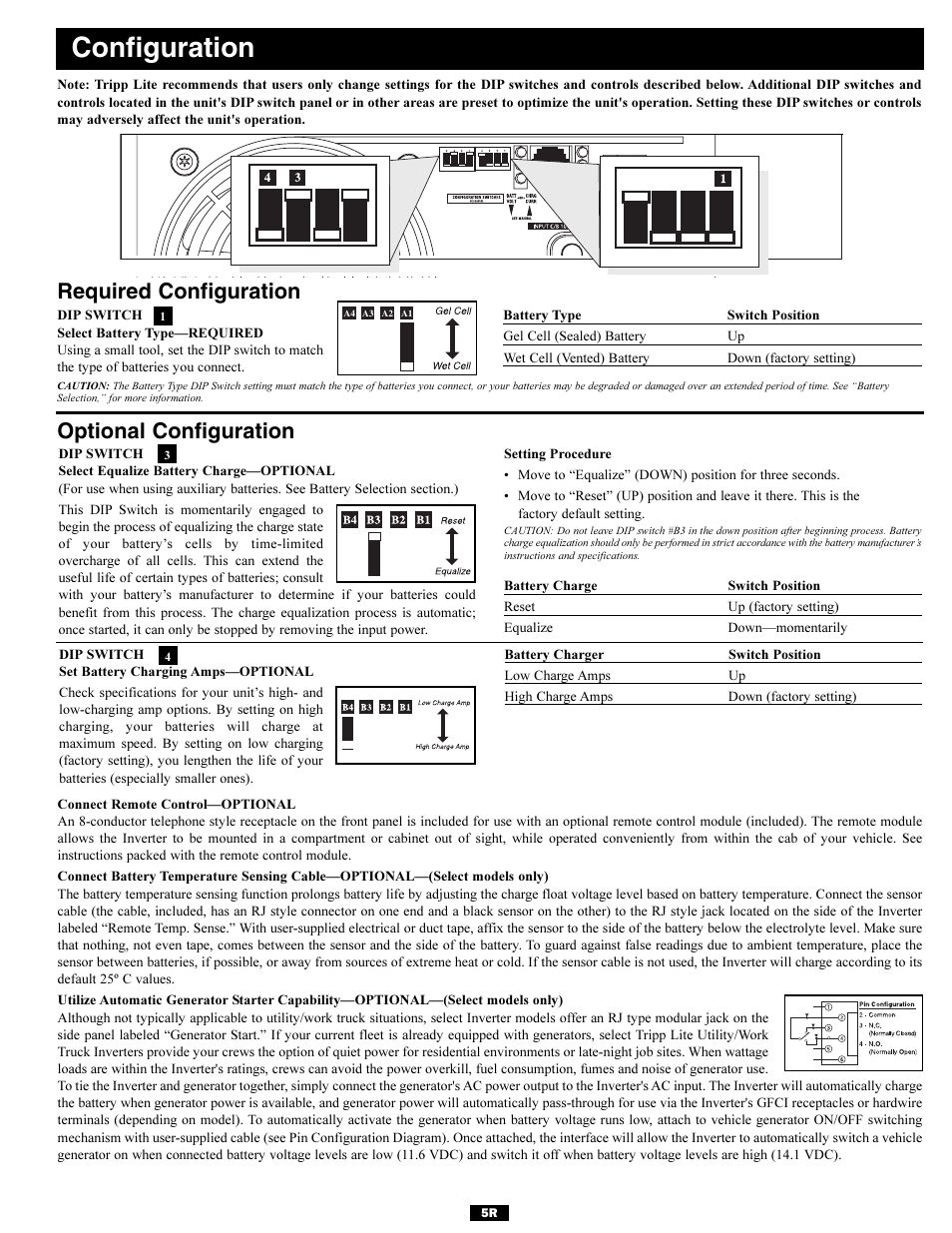 Configuration, Required configuration, Optional configuration | Tripp Lite Utility/ Work Truck DC-to-AC Inverters User Manual | Page 5 / 12
