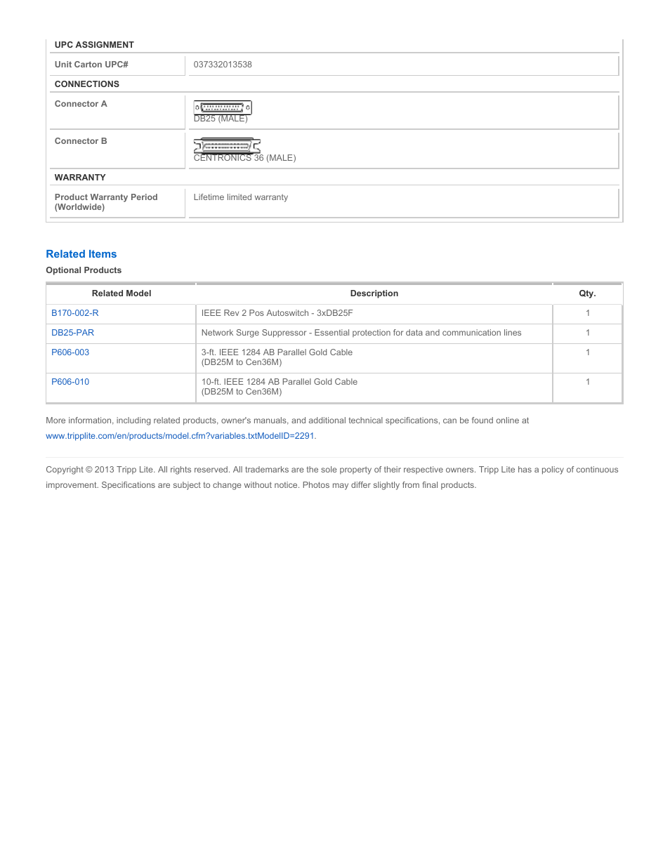 Tripp Lite P606-006-R User Manual | Page 2 / 2