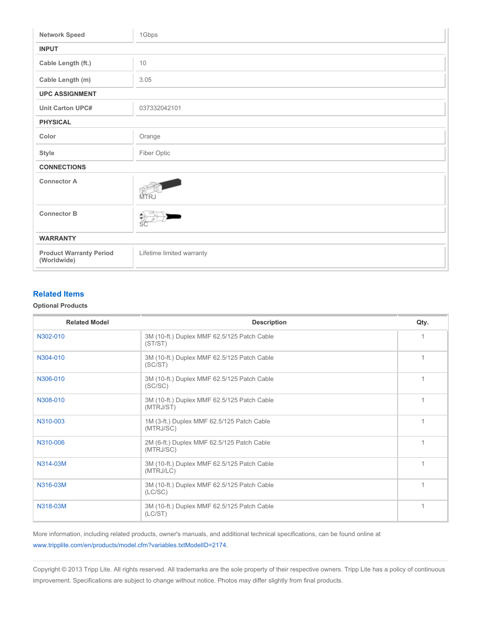 Tripp Lite N310-010 User Manual | Page 2 / 3