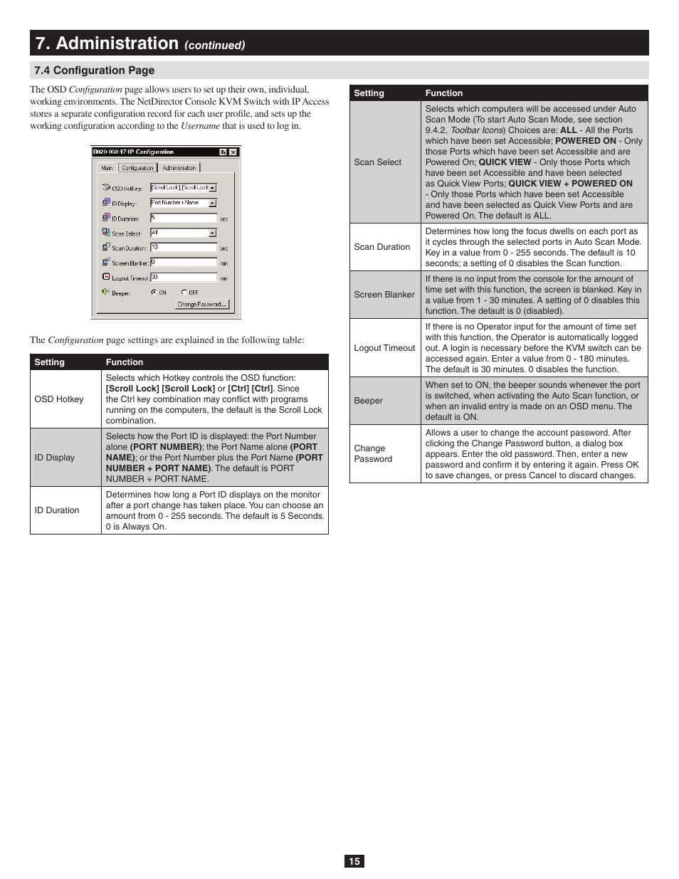 Administration | Tripp Lite B020-016-17-IP User Manual | Page 15 / 45