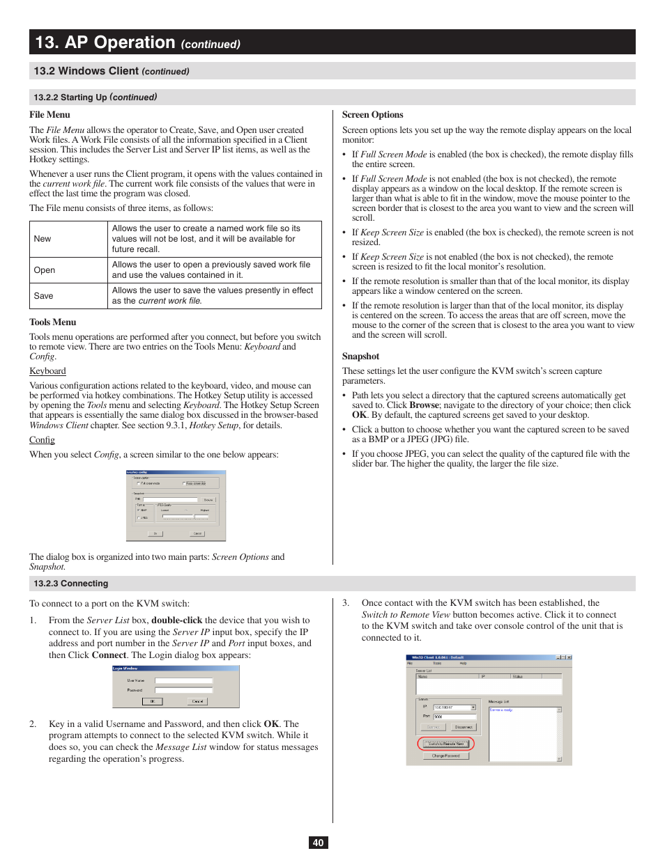 3 connecting, Ap operation | Tripp Lite B020-016-17-IP User Manual | Page 40 / 45