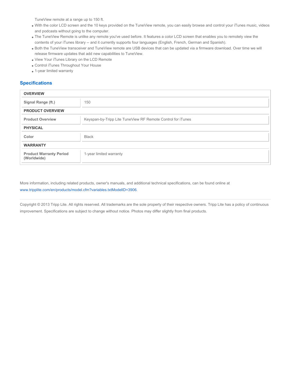 Tripp Lite TuneView TVU-200C User Manual | Page 2 / 2