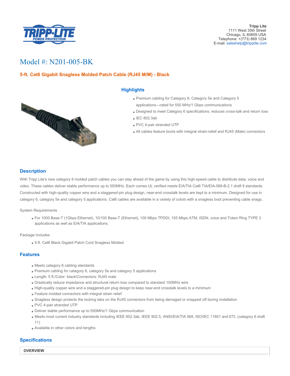 Tripp Lite N201-005-BK User Manual | 3 pages