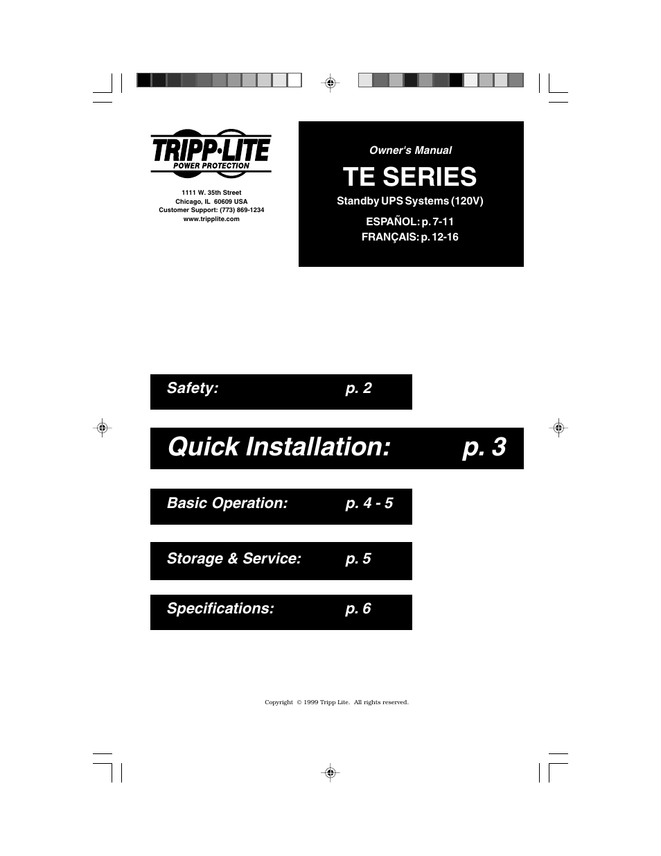 Tripp Lite TE-300 User Manual | 6 pages