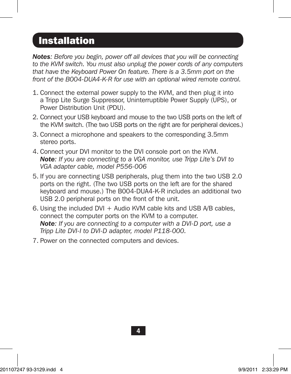 Installation | Tripp Lite B004-DUA4-K-R User Manual | Page 4 / 8
