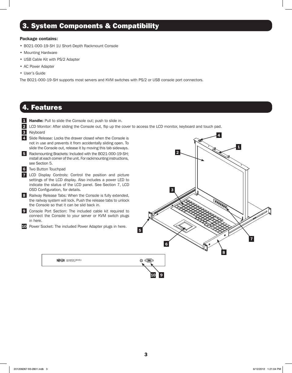 System components & compatibility 4. features | Tripp Lite B021-000-19-SH User Manual | Page 3 / 20