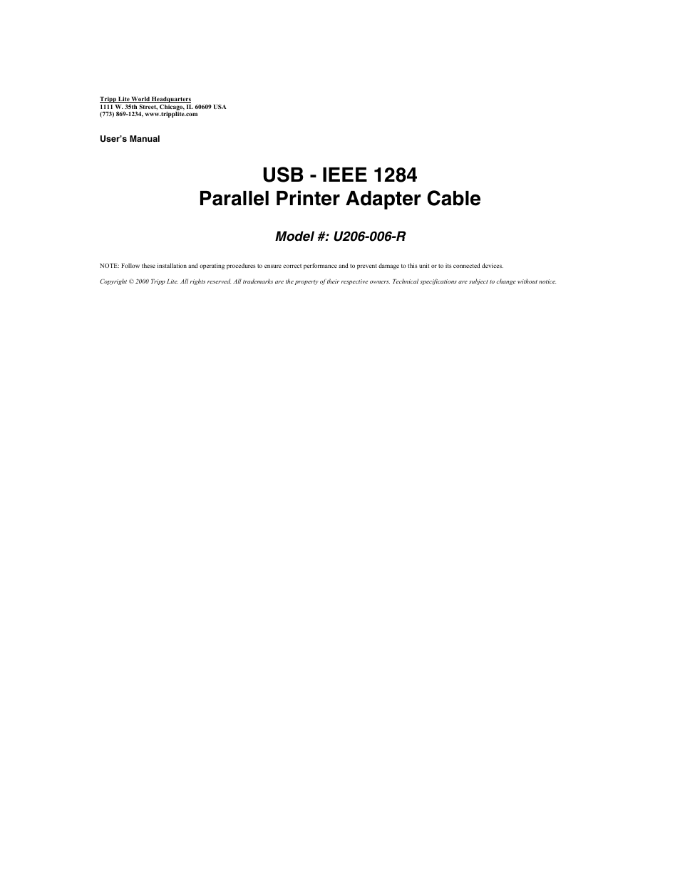 Tripp Lite U206-006-R User Manual | 16 pages