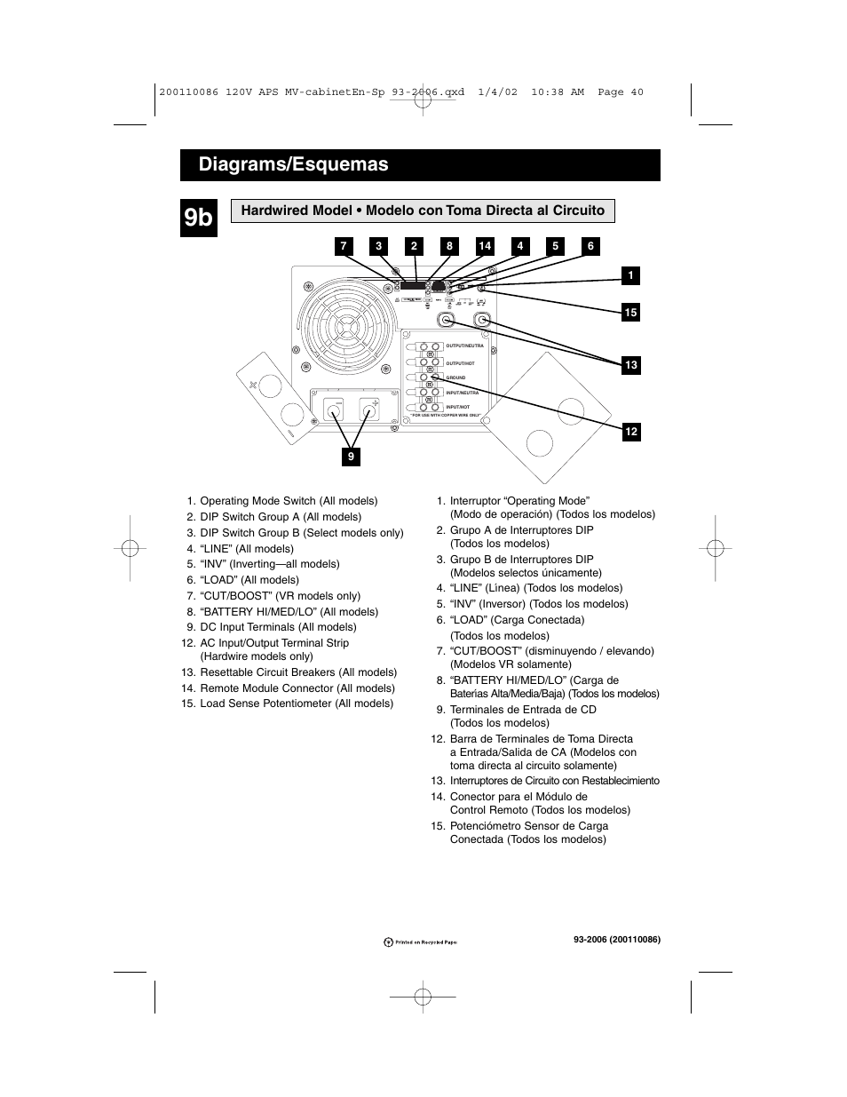 Diagrams/esquemas | Tripp Lite Alternative Power Source User Manual | Page 40 / 40