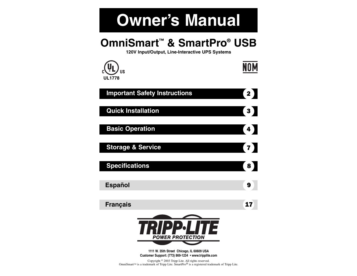 Tripp Lite 120V User Manual | 14 pages