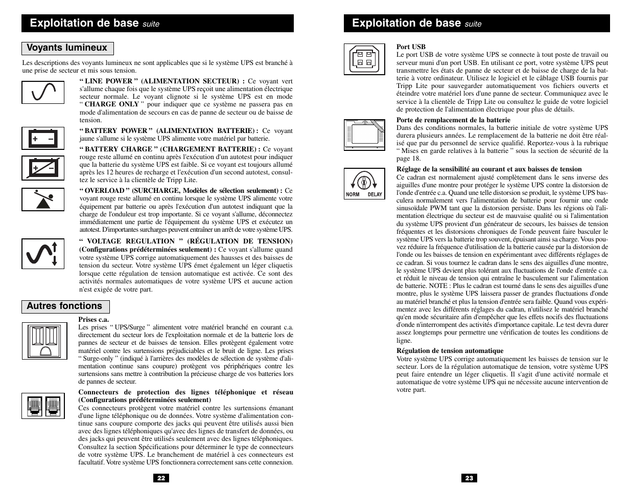 Exploitation de base | Tripp Lite 120V User Manual | Page 12 / 14