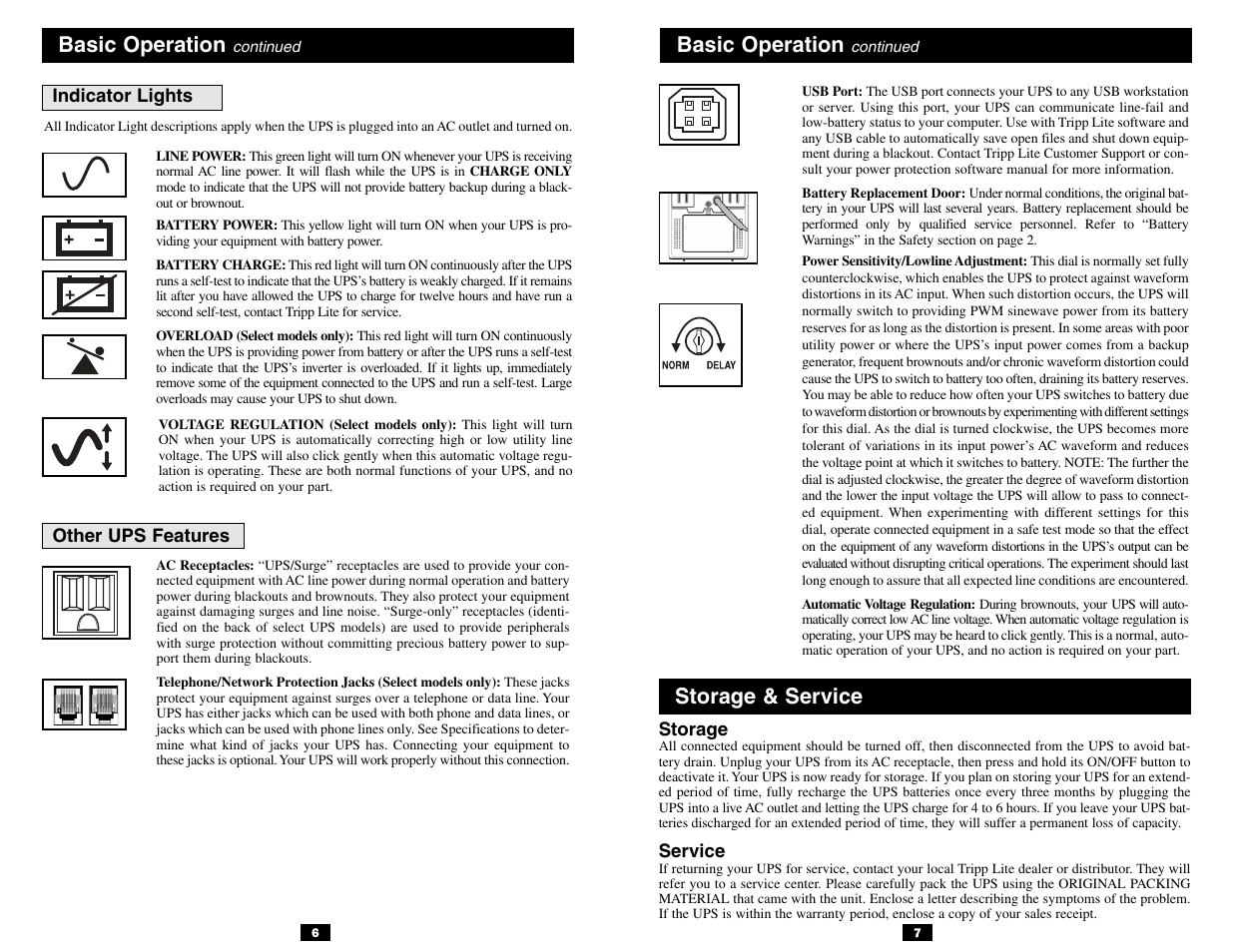 Storage & service basic operation, Basic operation | Tripp Lite 120V User Manual | Page 4 / 14