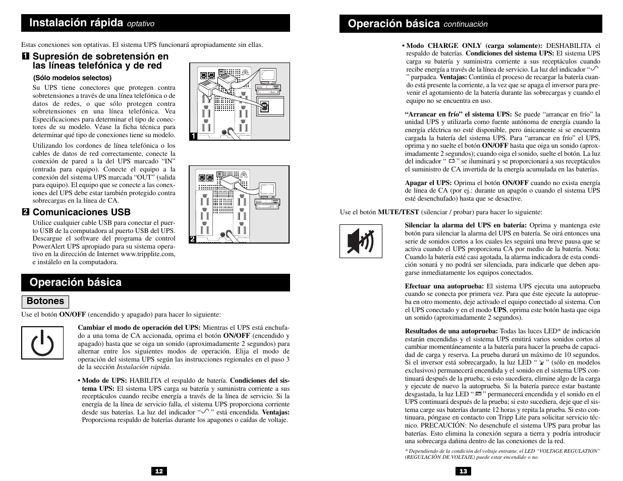 Operación básica, Instalación rápida | Tripp Lite 120V User Manual | Page 7 / 14
