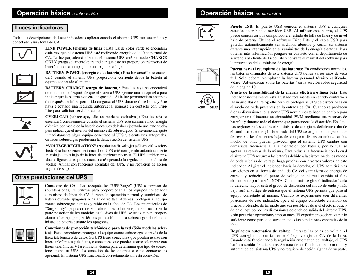 Operación básica | Tripp Lite 120V User Manual | Page 8 / 14