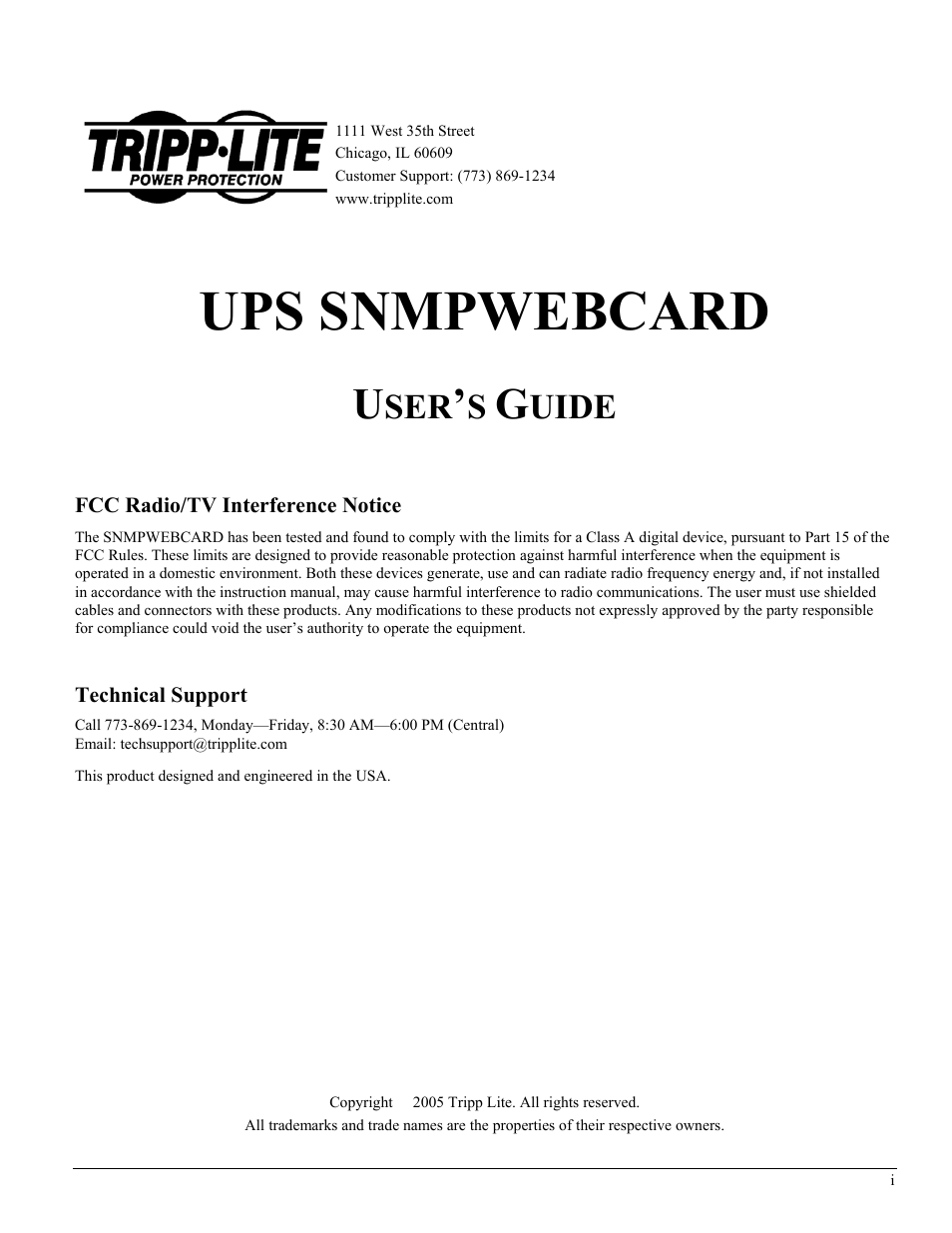 Tripp Lite UPS SNMPWEBCARD User Manual | 22 pages