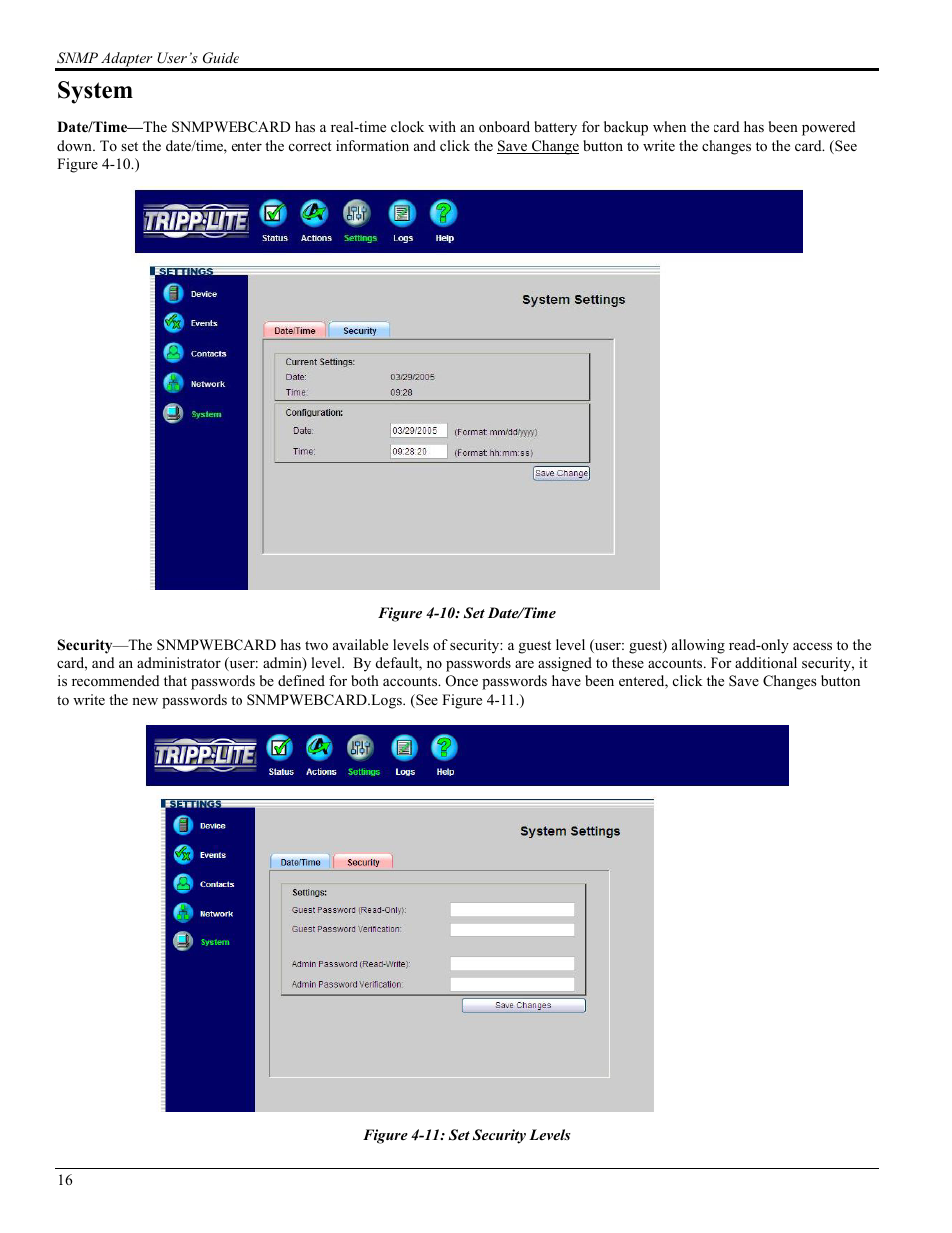 System | Tripp Lite UPS SNMPWEBCARD User Manual | Page 18 / 22