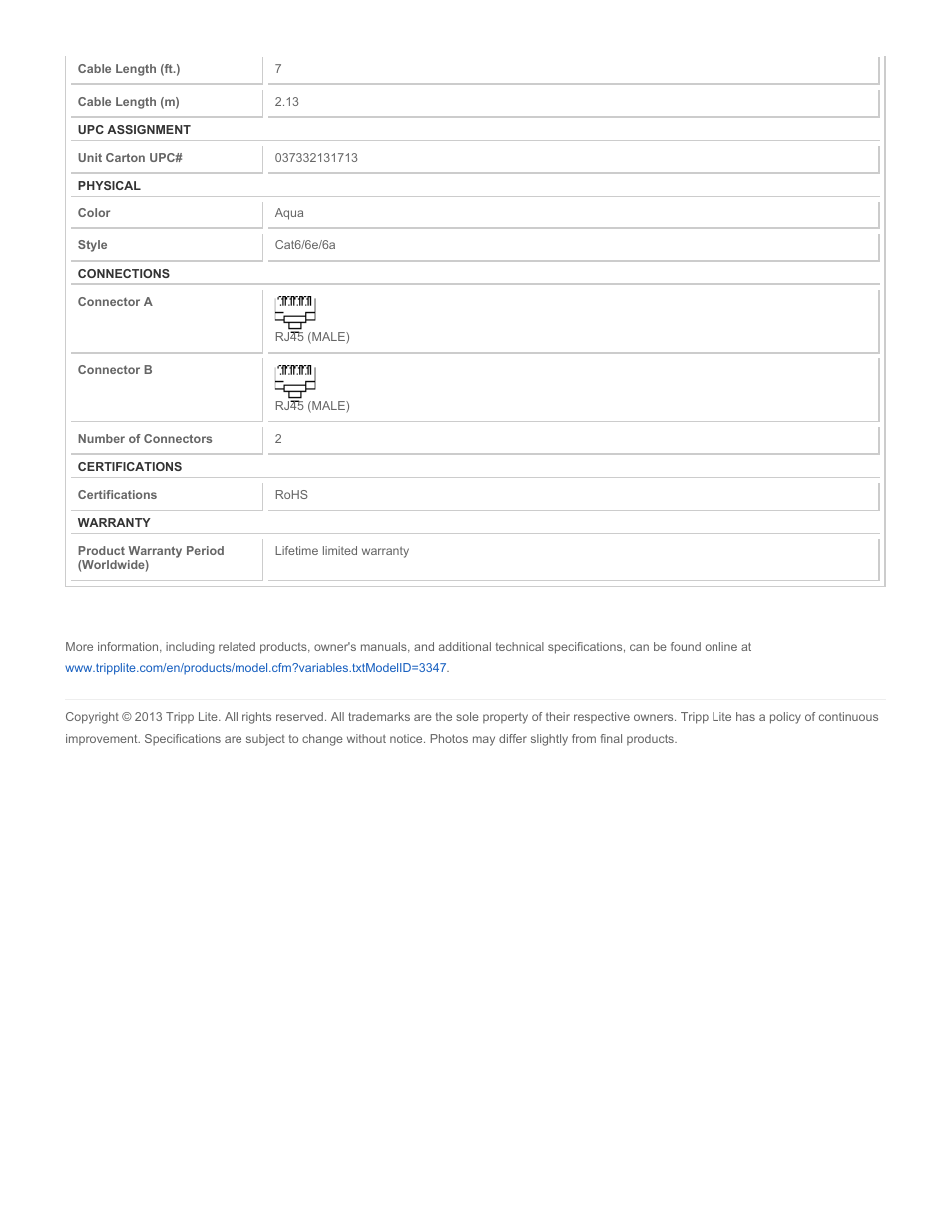 Tripp Lite N261-007-AQ User Manual | Page 2 / 2