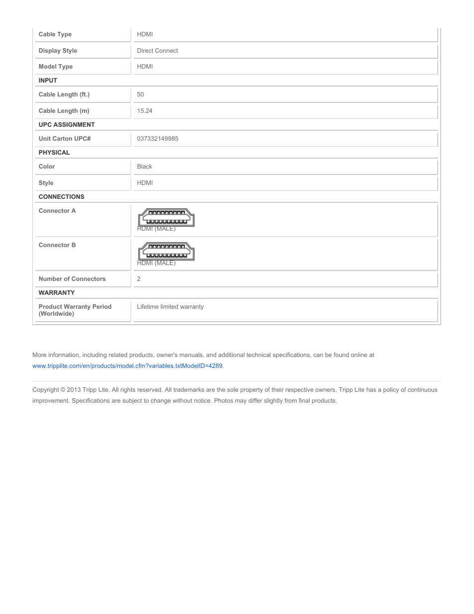 Tripp Lite P568-050-P User Manual | Page 2 / 2