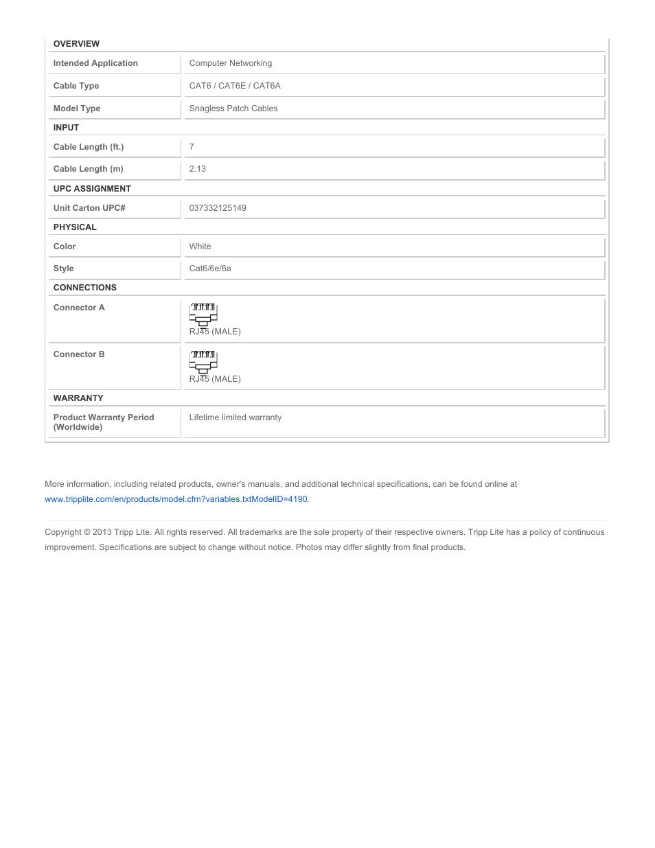 Tripp Lite N201-007-WH User Manual | Page 2 / 2
