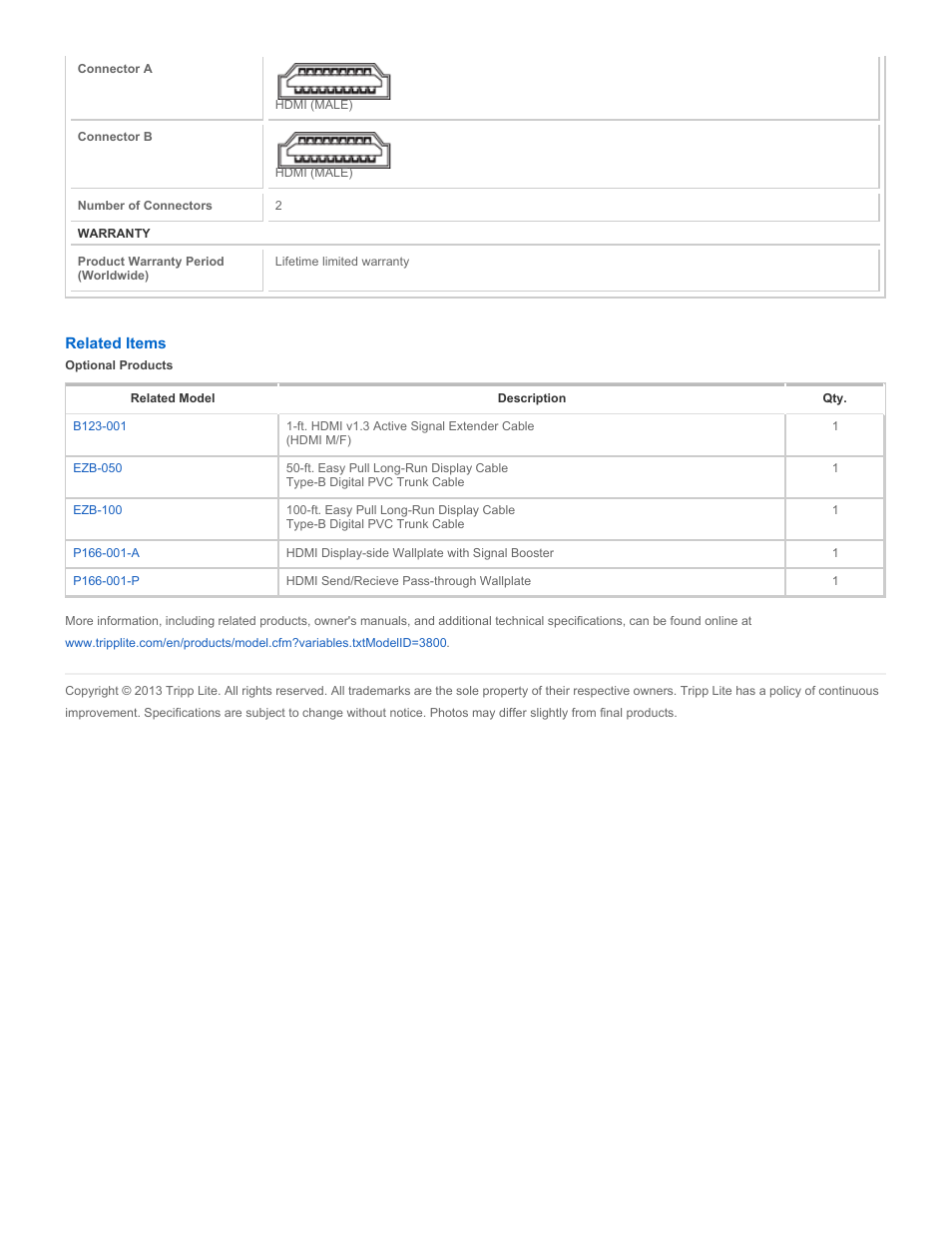 Tripp Lite EZB-HDMIM-2 User Manual | Page 2 / 2