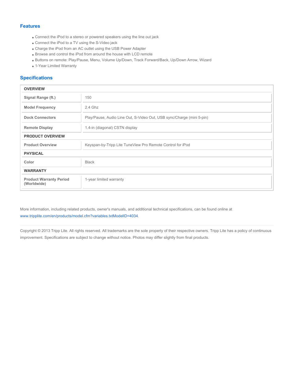 Tripp Lite TVI-PRO1 User Manual | Page 2 / 2