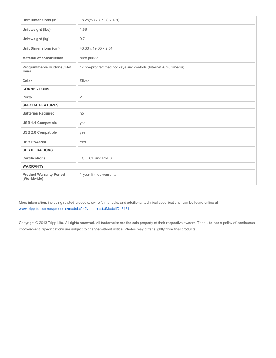 Tripp Lite IN3007KB User Manual | Page 2 / 2