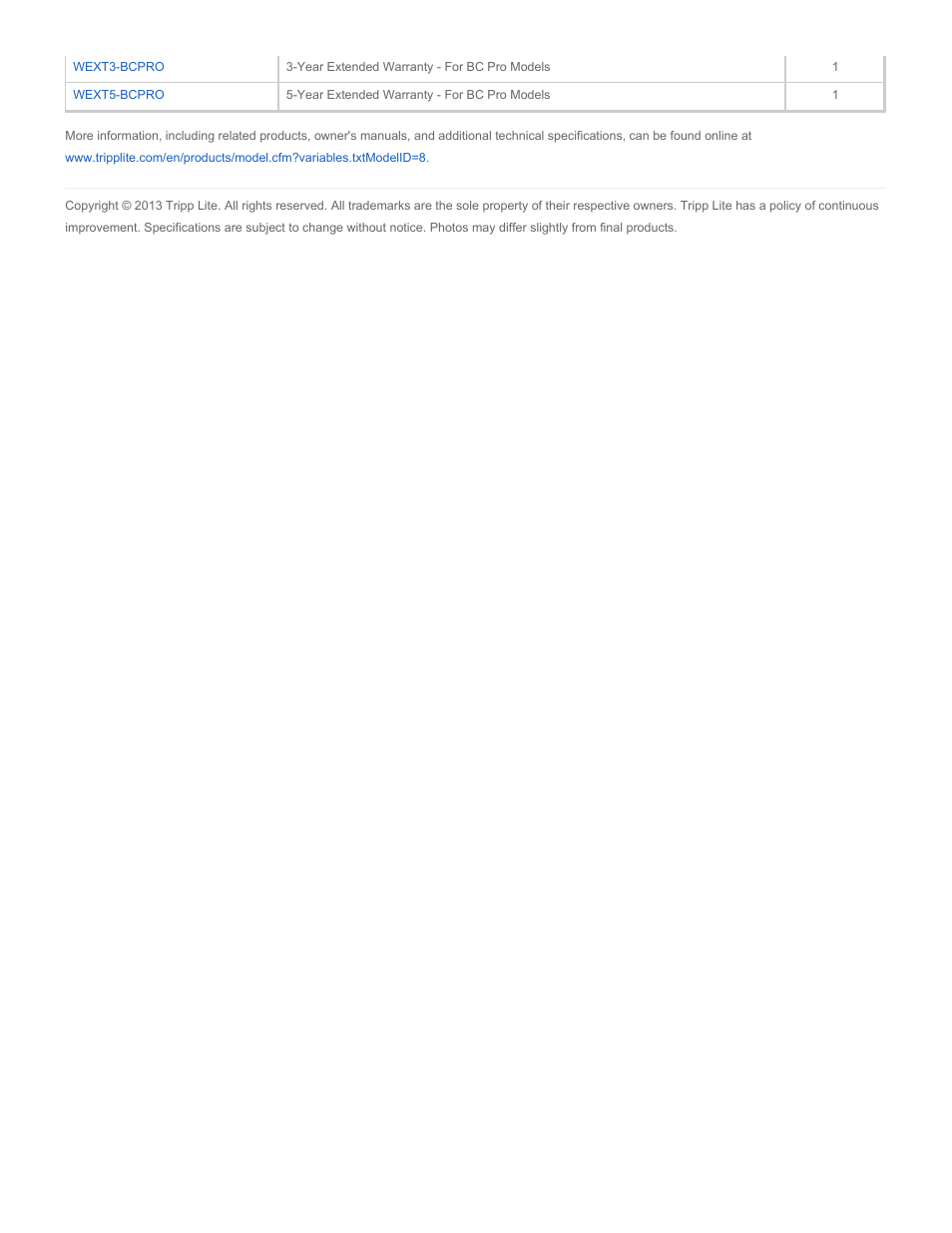 Tripp Lite BCPRO1400 User Manual | Page 5 / 5