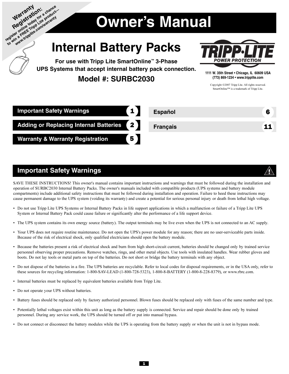 Tripp Lite SURBC2030 User Manual | 16 pages