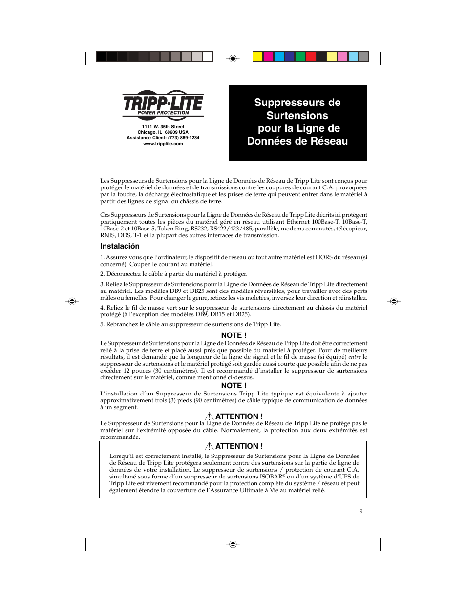 Tripp Lite Network Dataline Surge Suppressors User Manual | Page 10 / 13
