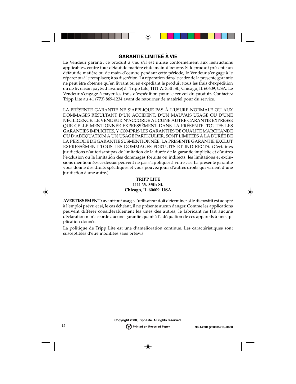 Tripp Lite Network Dataline Surge Suppressors User Manual | Page 13 / 13