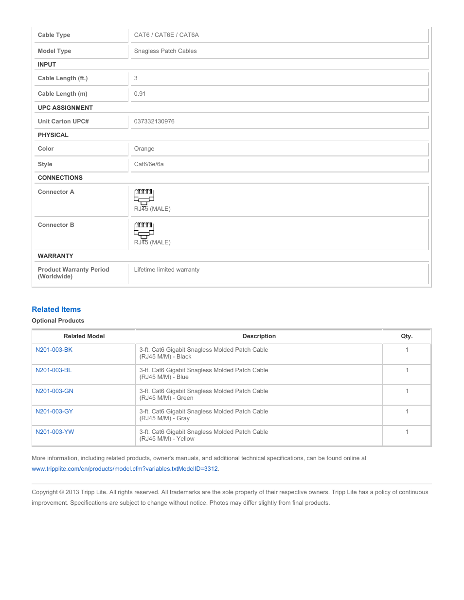 Tripp Lite N201-003-OR User Manual | Page 2 / 2
