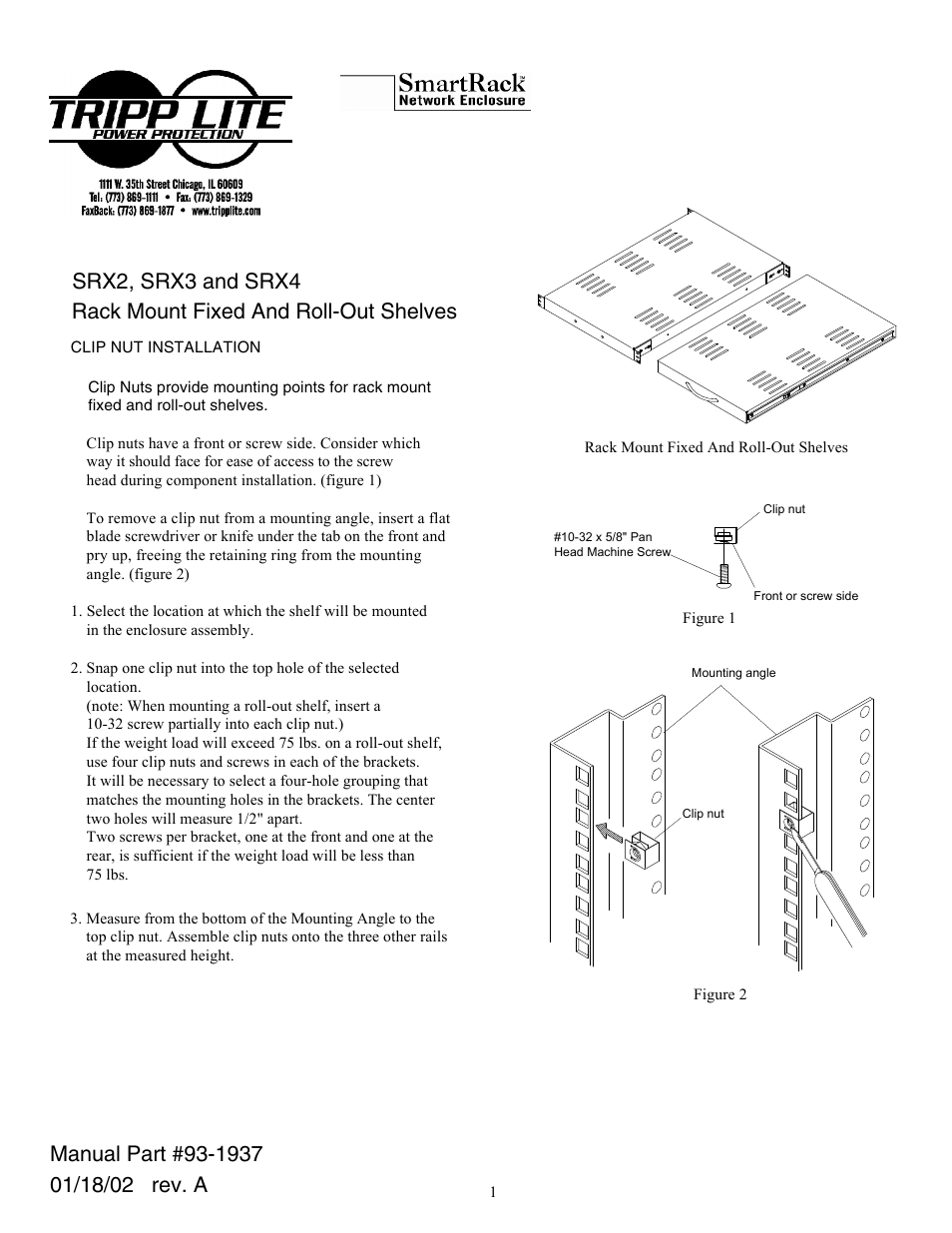 Tripp Lite SRX3 User Manual | 3 pages