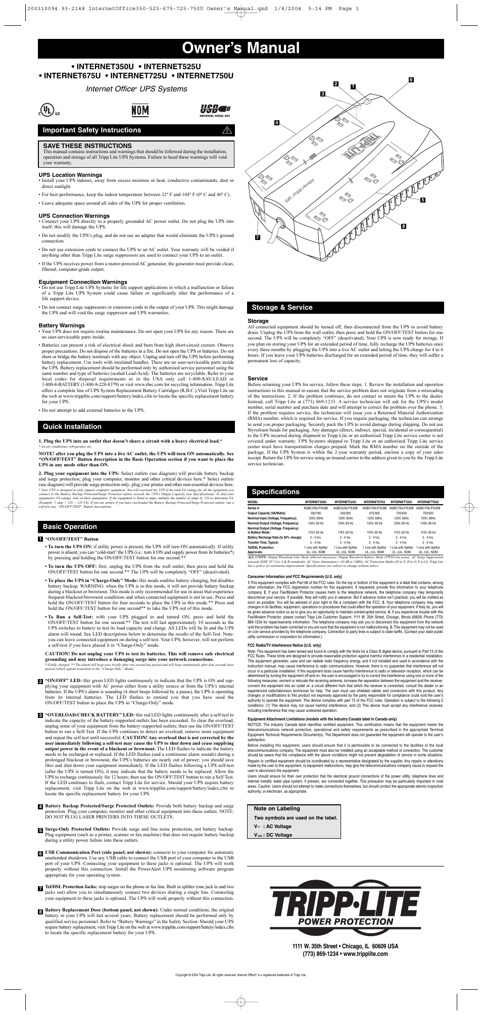 Tripp Lite INTERNET525U  ES User Manual | 3 pages