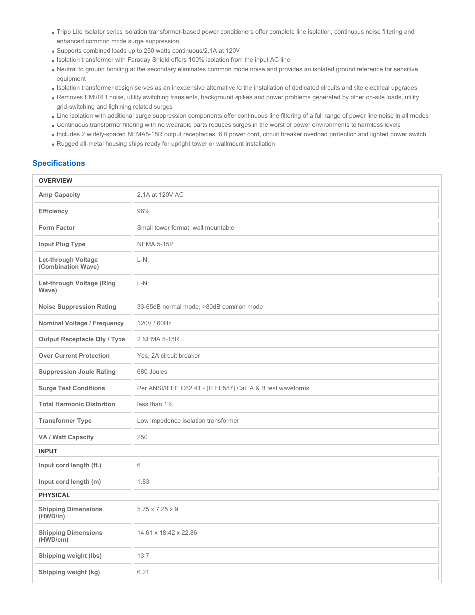 Tripp Lite IS250 User Manual | Page 2 / 3