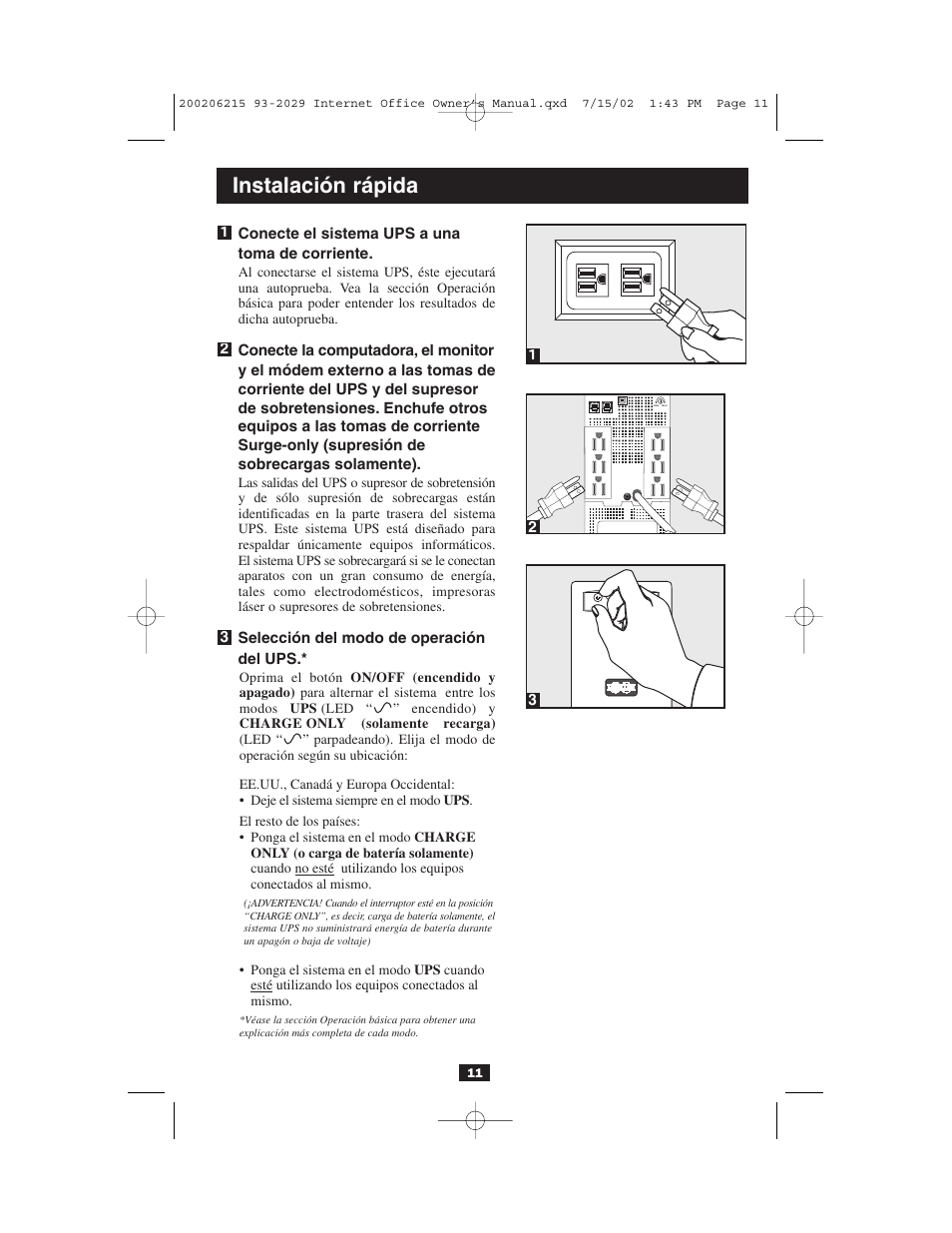 Instalación rápida | Tripp Lite BC Internet User Manual | Page 11 / 28