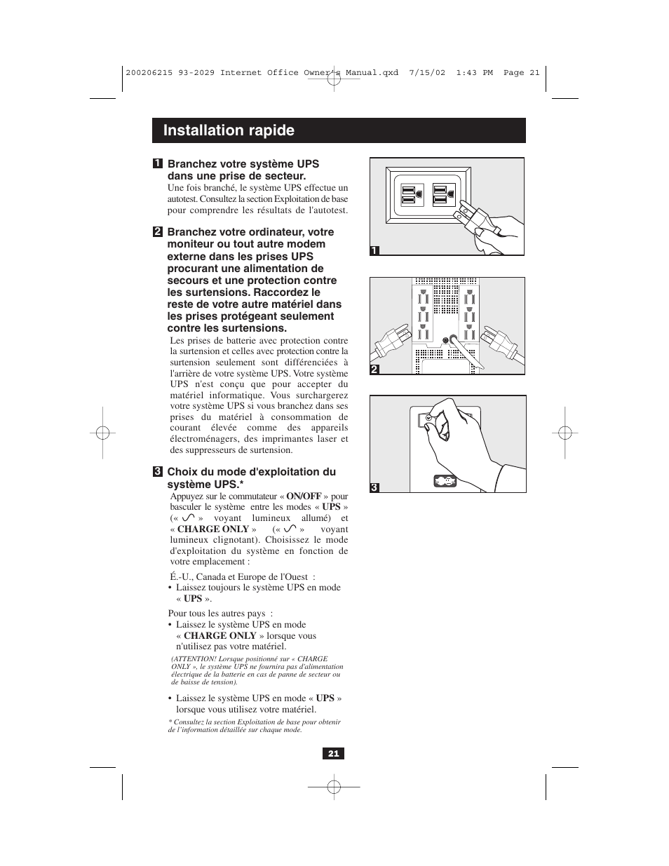 Installation rapide | Tripp Lite BC Internet User Manual | Page 21 / 28