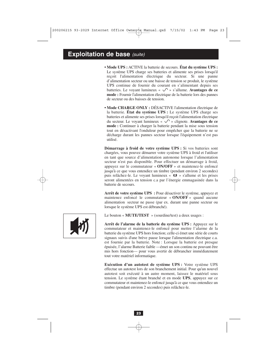 Exploitation de base | Tripp Lite BC Internet User Manual | Page 23 / 28