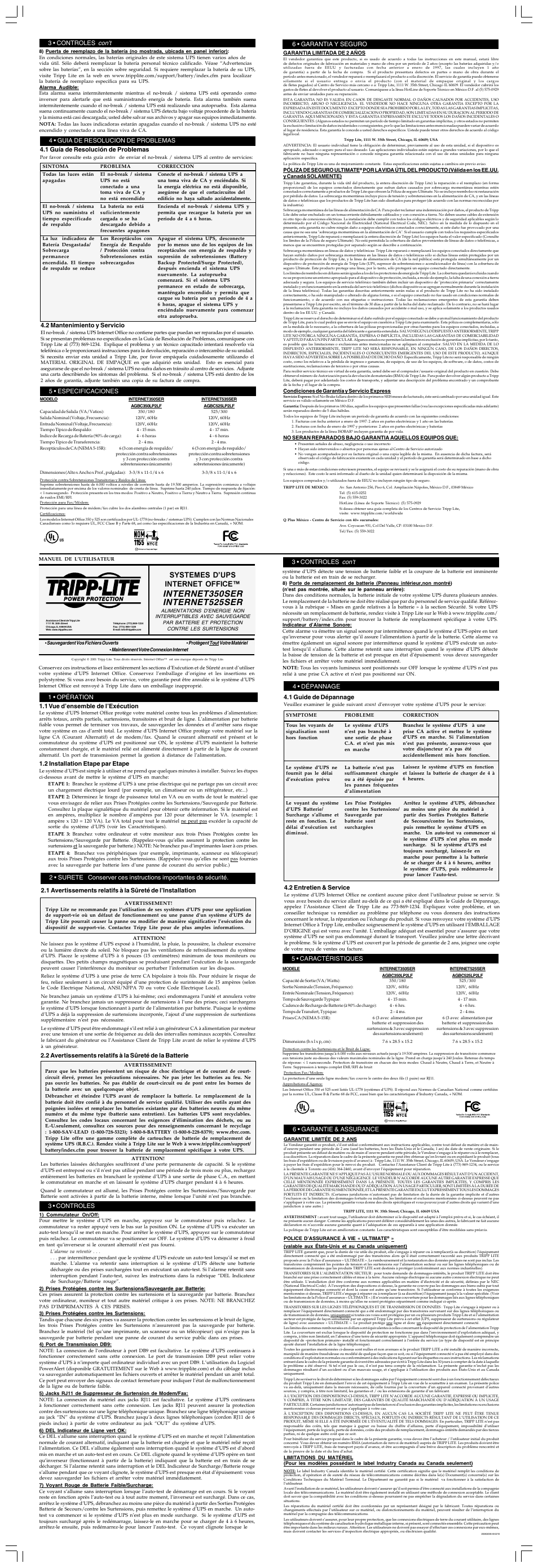 Systemes d’ups internet office | Tripp Lite Internet Office 350SER User Manual | Page 2 / 2