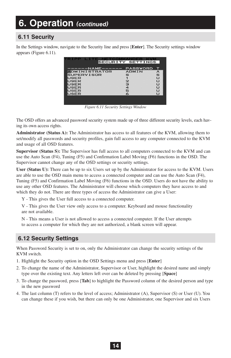 Operation | Tripp Lite NetCommander B072-016-1 User Manual | Page 14 / 24