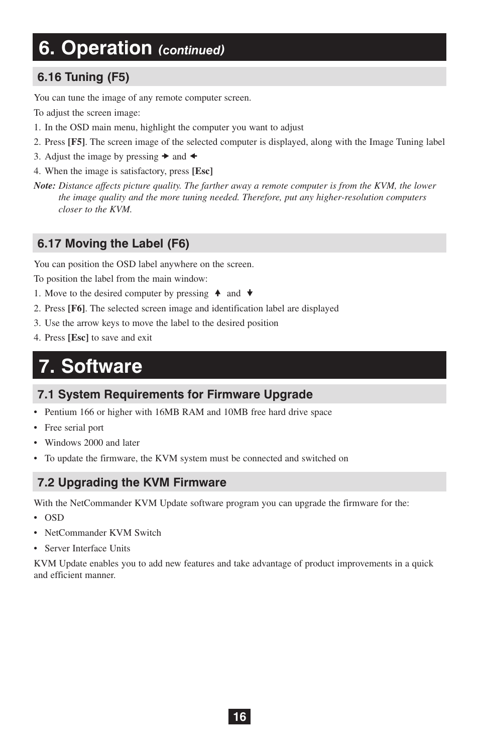 Operation, Software, Continued) | Tripp Lite NetCommander B072-016-1 User Manual | Page 16 / 24