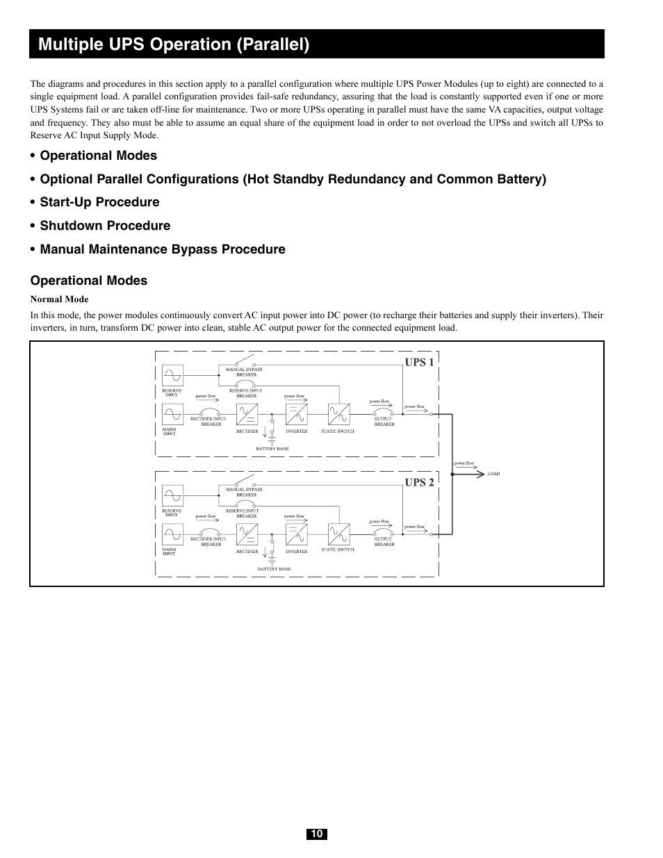 Multiple ups operation (parallel) | Tripp Lite 220/380V User Manual | Page 10 / 56