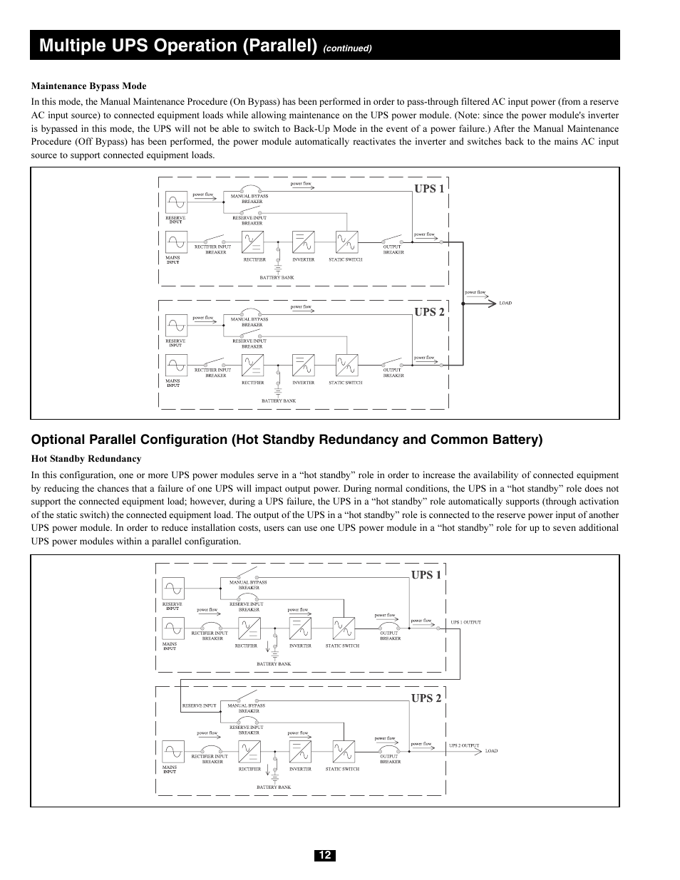Multiple ups operation (parallel) | Tripp Lite 220/380V User Manual | Page 12 / 56