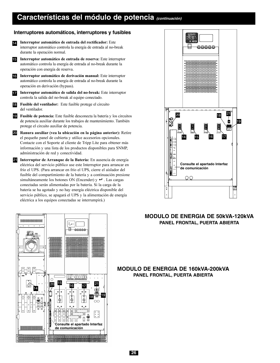 Características del módulo de potencia | Tripp Lite 220/380V User Manual | Page 26 / 56