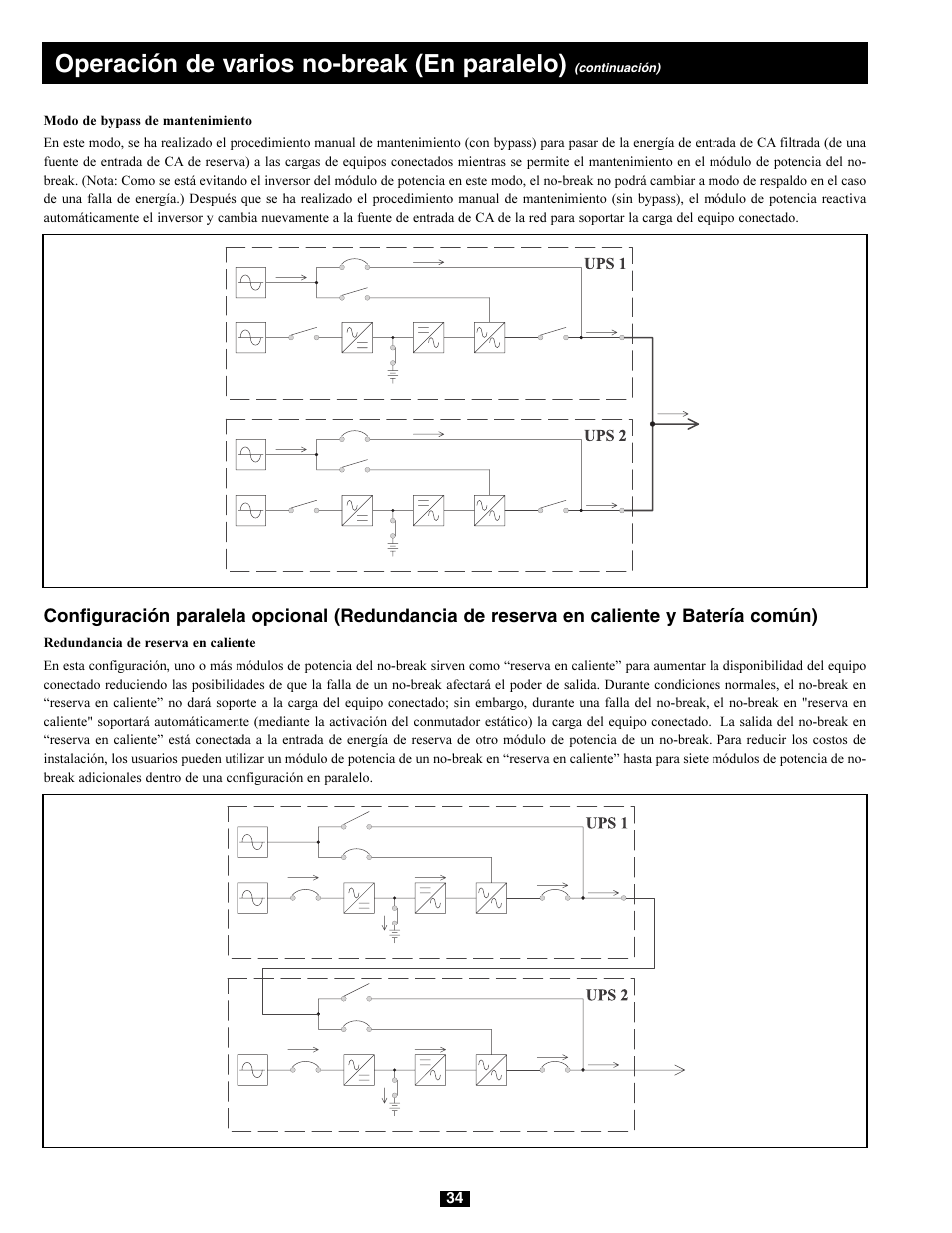 Operación de varios no-break (en paralelo) | Tripp Lite 220/380V User Manual | Page 34 / 56