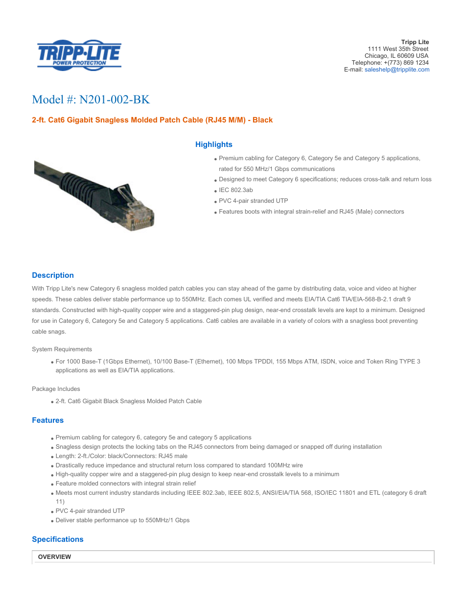 Tripp Lite N201-002-BK User Manual | 3 pages