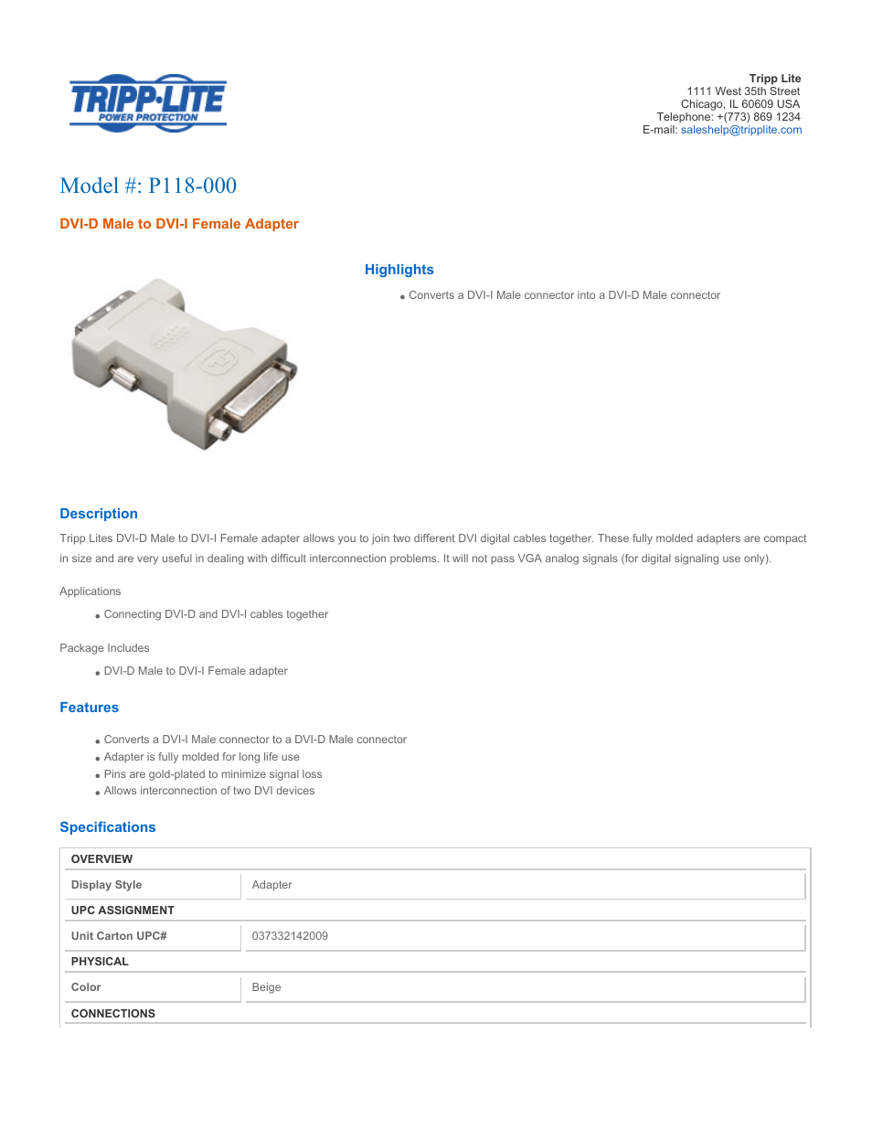 Tripp Lite P118-000 User Manual | 2 pages