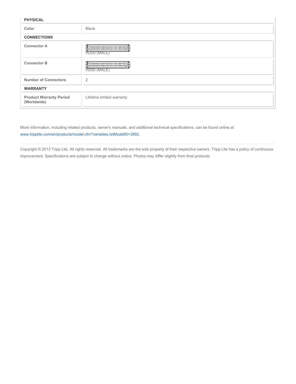 Tripp Lite P770-10M User Manual | Page 2 / 2