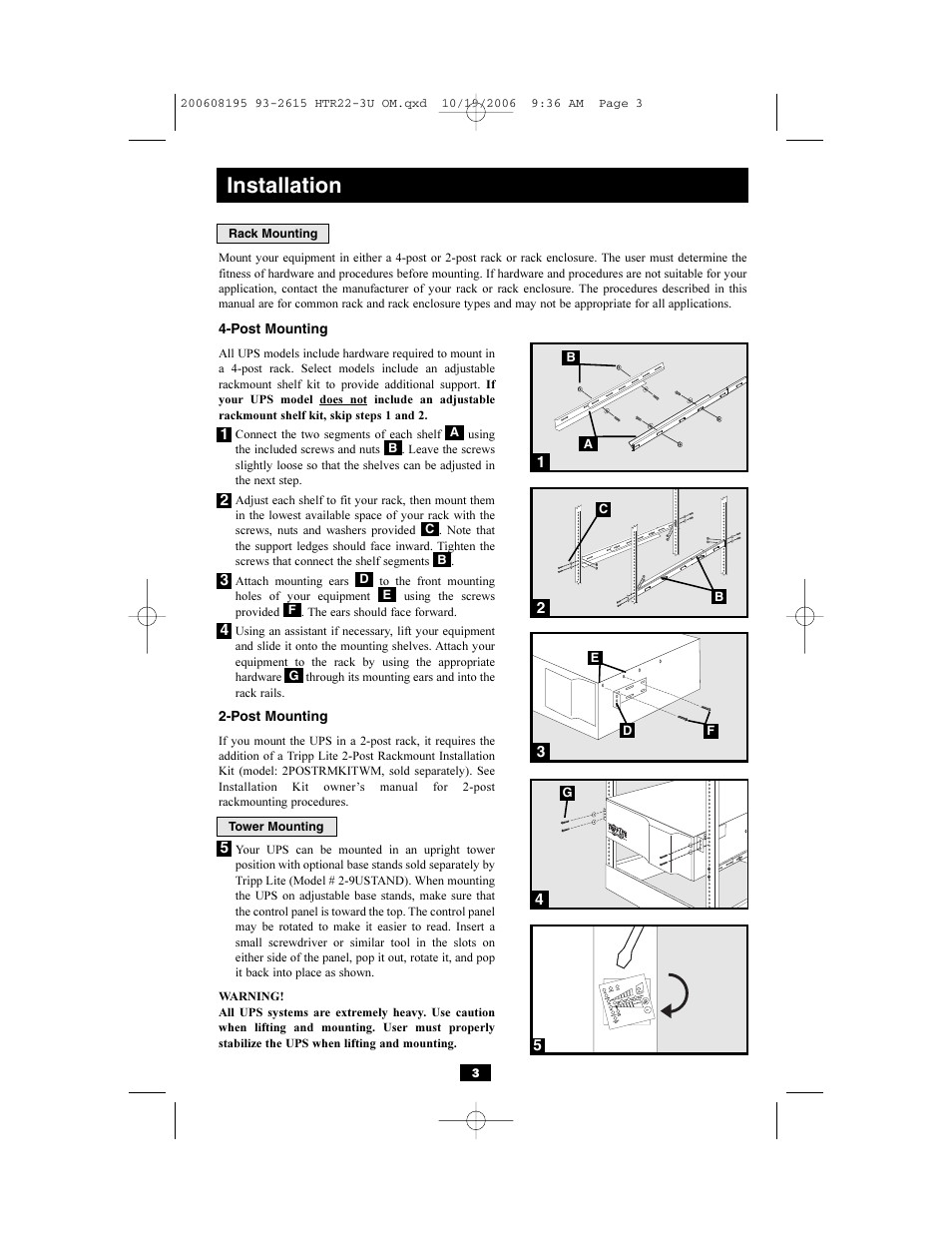 Installation | Tripp Lite Audio/Video Pure Sine Wave UPS Systems User Manual | Page 3 / 12
