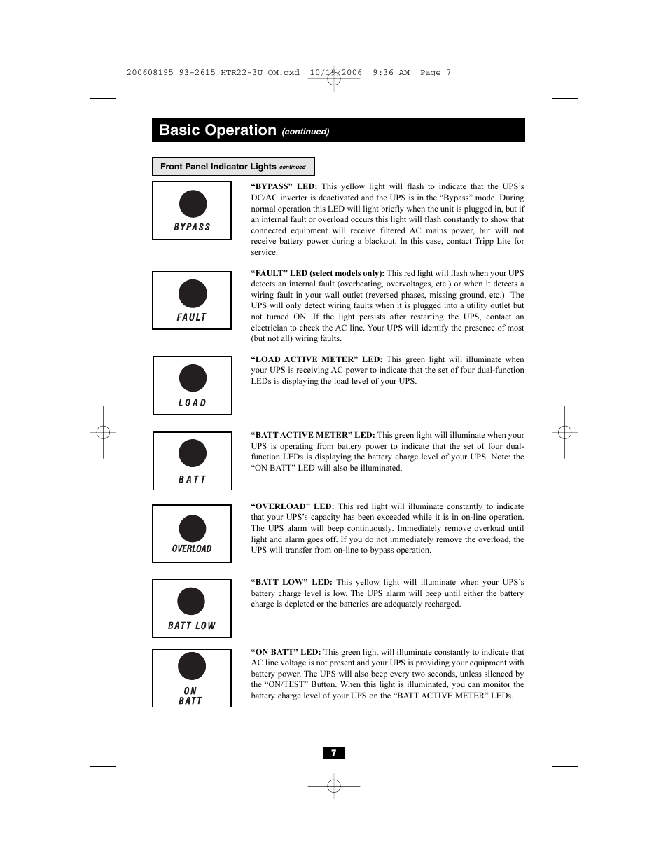 Basic operation | Tripp Lite Audio/Video Pure Sine Wave UPS Systems User Manual | Page 7 / 12