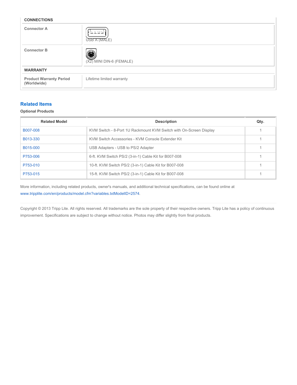 Tripp Lite B015-000 User Manual | Page 2 / 2